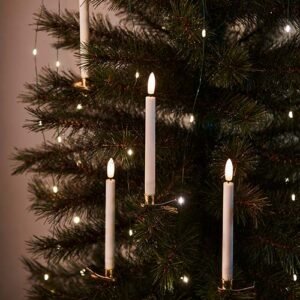 Kerstboomkaarsjes met knijper, 10 stuks/set met afstandsbediening en batterijen