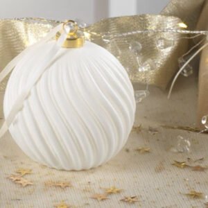 Kerstbal porselein met leds DIA 9,5 CM