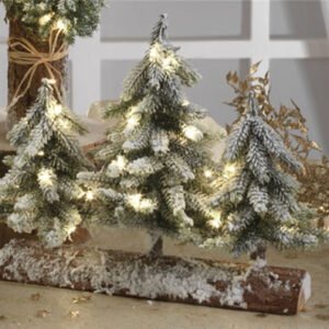 Boomstam met 3 kerstboompjes en LED lichtjes