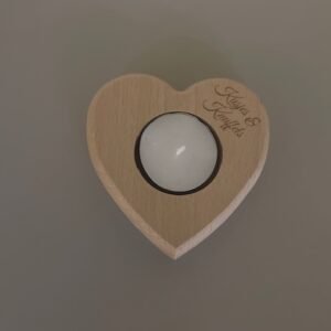 Theelichthouder hart hout - Kusjes en knuffels