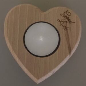 Theelichthouder hart hout - Good luck