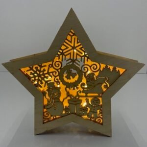 Houten ster met licht