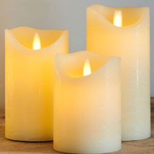 Kaarsenset op batterijen crème